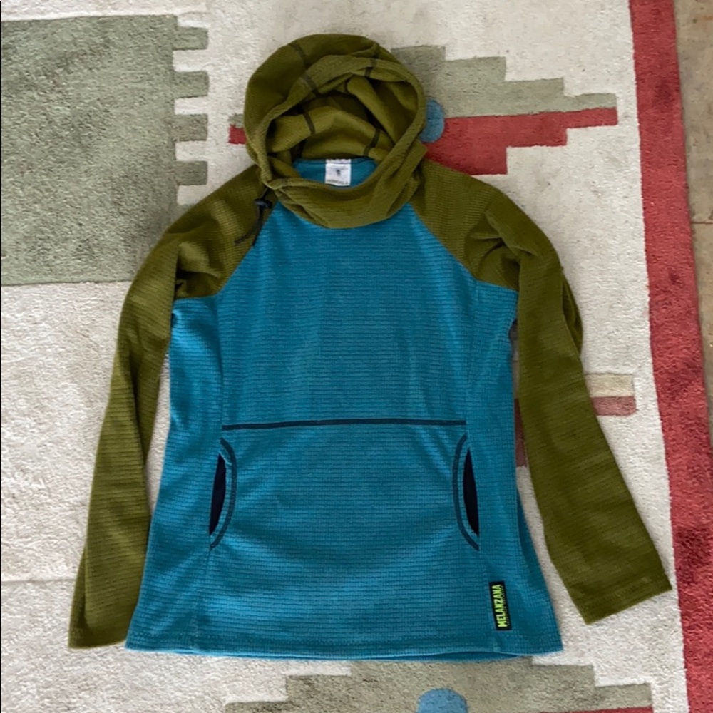 Melanzana micro-grid hooded sweatshirt, small